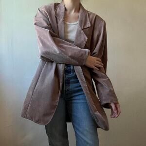 Vintage Oxford Faux Suede Tan Oversized Blazer XL Boxy